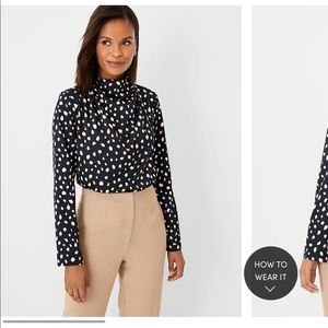 Ann Taylor Spotted Cowl Neck Top
